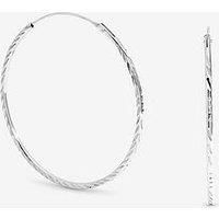 Simply Silver Women's Sterling Silver 925 Polished Diamond Cut Sleeper Hoop Earrings