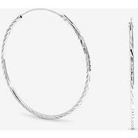 Simply Silver Women's Sterling Silver 925 Polished Diamond Cut Sleeper Hoop Earrings