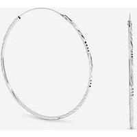 Simply Silver Women's Sterling Silver 925 Polished Diamond Cut Sleeper Hoop Earrings