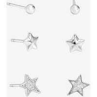 Simply Silver Women's Sterling Silver 925 Polished & Cubic Zirconia Celestial Earrings - Pack of 3