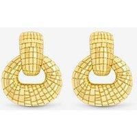Mood Gold Polished Snake Textured Doorknocker Earrings