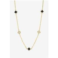 Jon Richard Gold Plated Pave And Jet Clover Necklace