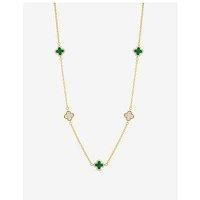 Jon Richard Gold Plated Pave And Malachite Clover Necklace