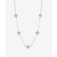 Jon Richard Rhodium Plated And Pave Clover Necklace