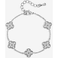 Jon Richard Jon Richard Rhodium Plated And Pave Clover Bracelet