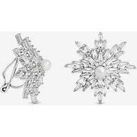 Jon Richard Rhodium Plated Crystal And Pearl Star Clip Earrings