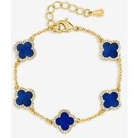Jon Richard Jon Richard Gold Plated Lapis Clover Bracelet