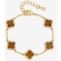 Jon Richard Gold Plated Tigers Eye Clover Bracelet