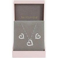 Jon Richard Women's Rhodium Plated & Pave Twist Heart Set - Gift Box Ring in Silver