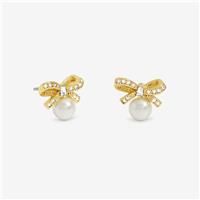 Jon Richard Women's 18K Gold Plated Bow & Pearl Earrings - Gift Cracker