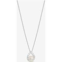 Simply Silver Women's Sterling Silver 925 Pave & Pearl Pendant