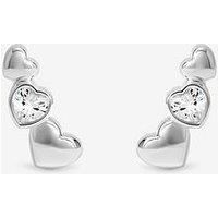 Simply Silver Women's Sterling Silver 925 Polished & Cubic Zirconia Heart Climber Earrings
