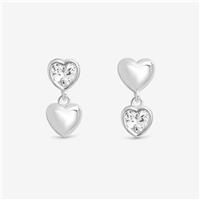 Simply Silver Women's Sterling Silver 925 Cubic Zirconia Heart Drop Earrings