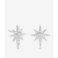 Simply Silver Women's Sterling Silver 925 Celestial Opal Stud Earrings