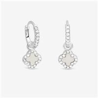 Simply Silver Women's Sterling Silver 925 Semi Precious Clover Charm Hoop Earrings