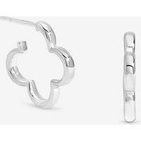 Simply Silver Women's Sterling Silver 925 Polished Clover Hoop Earrings