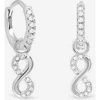Simply Silver Women's Sterling Silver 925 Pave Infinity Charm Hoop Earrings
