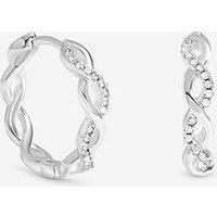 Simply Silver Women's Sterling Silver 925 Polished & Cubic Zirconia Infinity Hoop Earrings