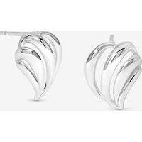 Simply Silver Women's Sterling Silver 925 Polished Open Ridged Wave Stud Earrings
