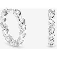 Simply Silver Women's Sterling Silver 925 Cubic Zirconia Besel Hoop Earrings