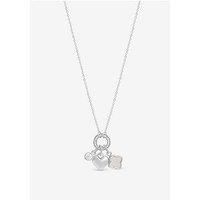 Simply Silver Women's Sterling Silver 925 Cubic Zirconia Clover Charm Pendant Ring