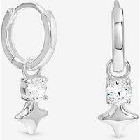 Simply Silver Women's Sterling Silver 925 Cubic Zirconia Celestial Huggie Hoop Earrings