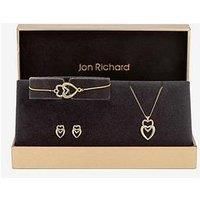 Jon Richard Gold Plated Crystal And Polished Heart Trio Set - Gift Box