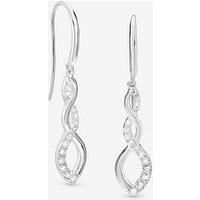 Simply Silver Women's Sterling Silver 925 Polished & Cubic Zirconia Infinity Fishhook Drop Earrings