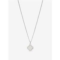 Simply Silver Women's Sterling Silver 925 Cubic Zirconia & Mother of Pearl Clover Pendant