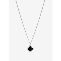 Simply Silver Women's Sterling Silver 925 Pave & Jet Clover Pendant