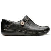 Clarks Women's Un Loop Loafers, Black Black Leather, 3 UK