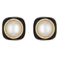 Gold Plated Jet and Pearl Earrings