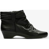 Clarks 'Matron Ella' Black Leather Zip Up 1.25" Wedge Heel Ankle Boots E Fit