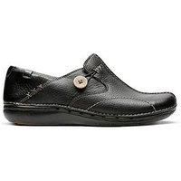 Clarks Women/'s 203128374 Loafers, Black Leather, 4 UK
