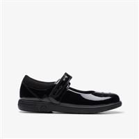 Clarks Jazzy Jig Kid Patent Shoes in Black Patent Narrow Fit Size 1