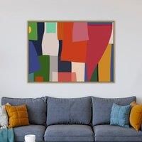 Colourful Patchwork Framed Canvas