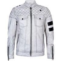 Men/'s Vintage White Retro Casual Zipped 100% Leather Moto Racing Biker Jacket 4XL