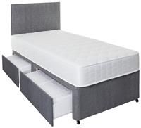 Argos Home Elmdon Single Memory 2 Drawer Divan Bed  Grey