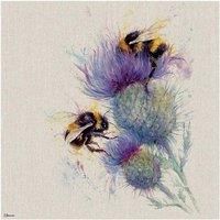 Jane Bannon WDC101180 (Bees on Thistle Canvas Print, Multi Coloured, 40 x 40cm