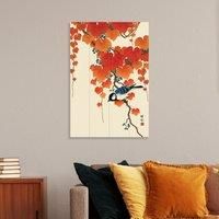 Ohara Koson SW12740A Wooden Print 40 x 59 cm Birds and Ivy Red, Multi-Colour, 40 x 59 x 1.2 cm