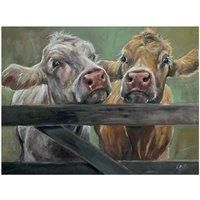 Louise Brown Two Moos 60 x 80cm Canvas Print, Cotton Blend, Multi-Colour, 60 x 80 cm