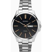 Sekonda Men's Quartz Watch with Black Dial Analogue Display and Silver Stainless Steel Bracelet 1097.27