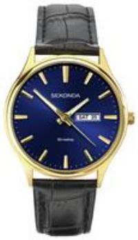 Sekonda Men's Black Leather Strap Watch