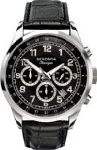 Sekonda Classique Men's Black Leather Strap Watch