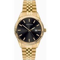 Sekonda Mens Gold Plated Case, Black Sunray Dial and Gold Plated Stainless Steel Bracelet 1642