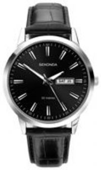 Sekonda Men's Black Leather Strap Watch