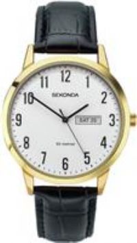 Sekonda Men's Black Leather Strap Watch