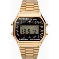 Sekonda Classic Mens 34mm Quartz Watch in Black with Digital Day/Date Display, and Gold Stainless Steel Strap 1817.