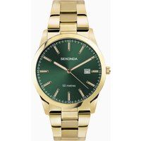 Sekonda Colour Pop Mens 41mm Quartz Watch in Green with Analogue Date Display, and Gold Stainless Steel Strap 1996.