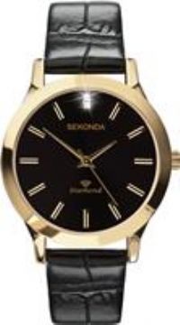 Sekonda Men's Diamond N3060 Black Leather Strap Watch - USED